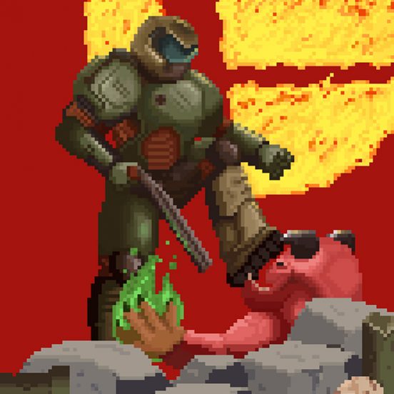 pixel art, doom, freelance illustrator, power unlimited