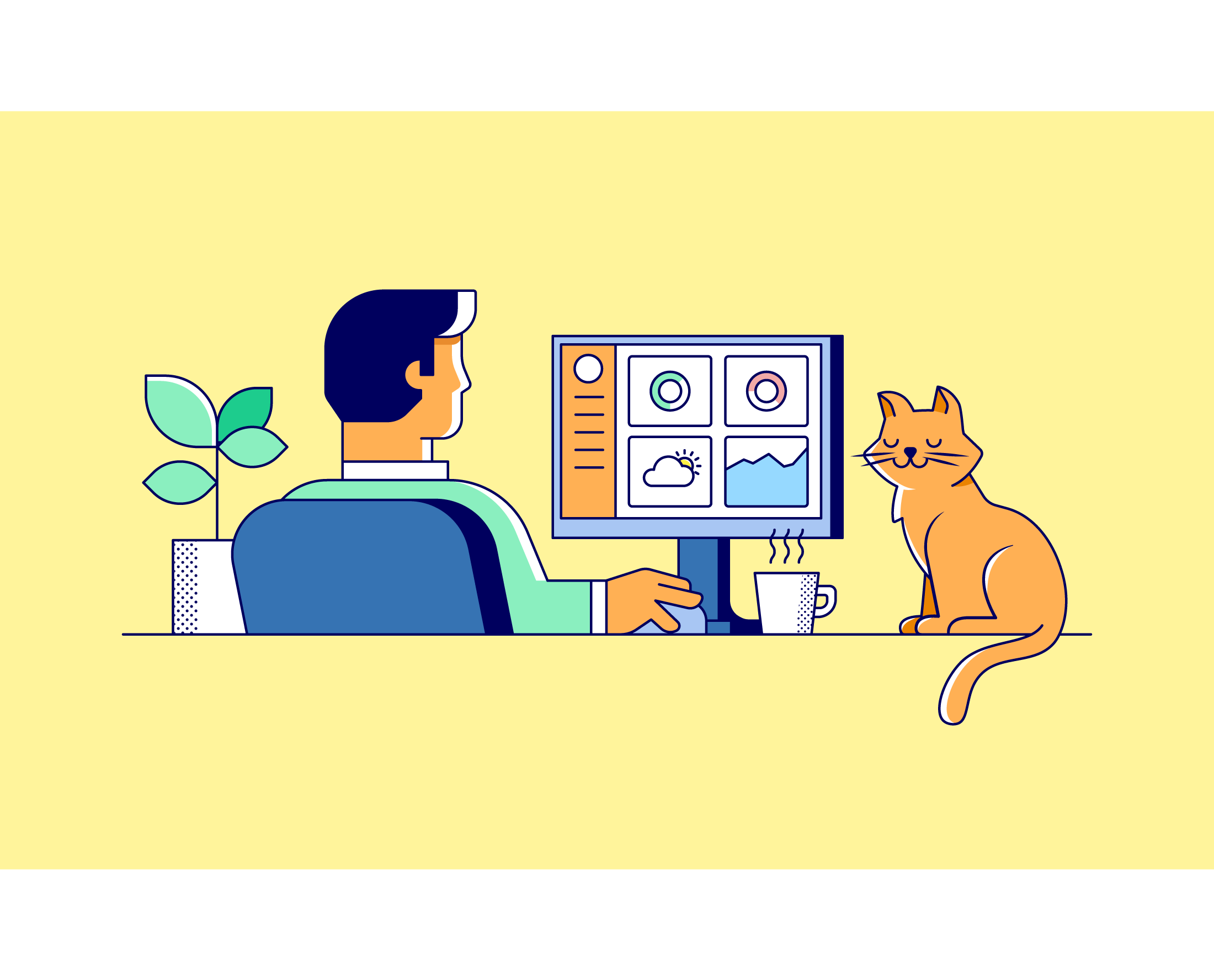Man voor dashboard met kat naast hem