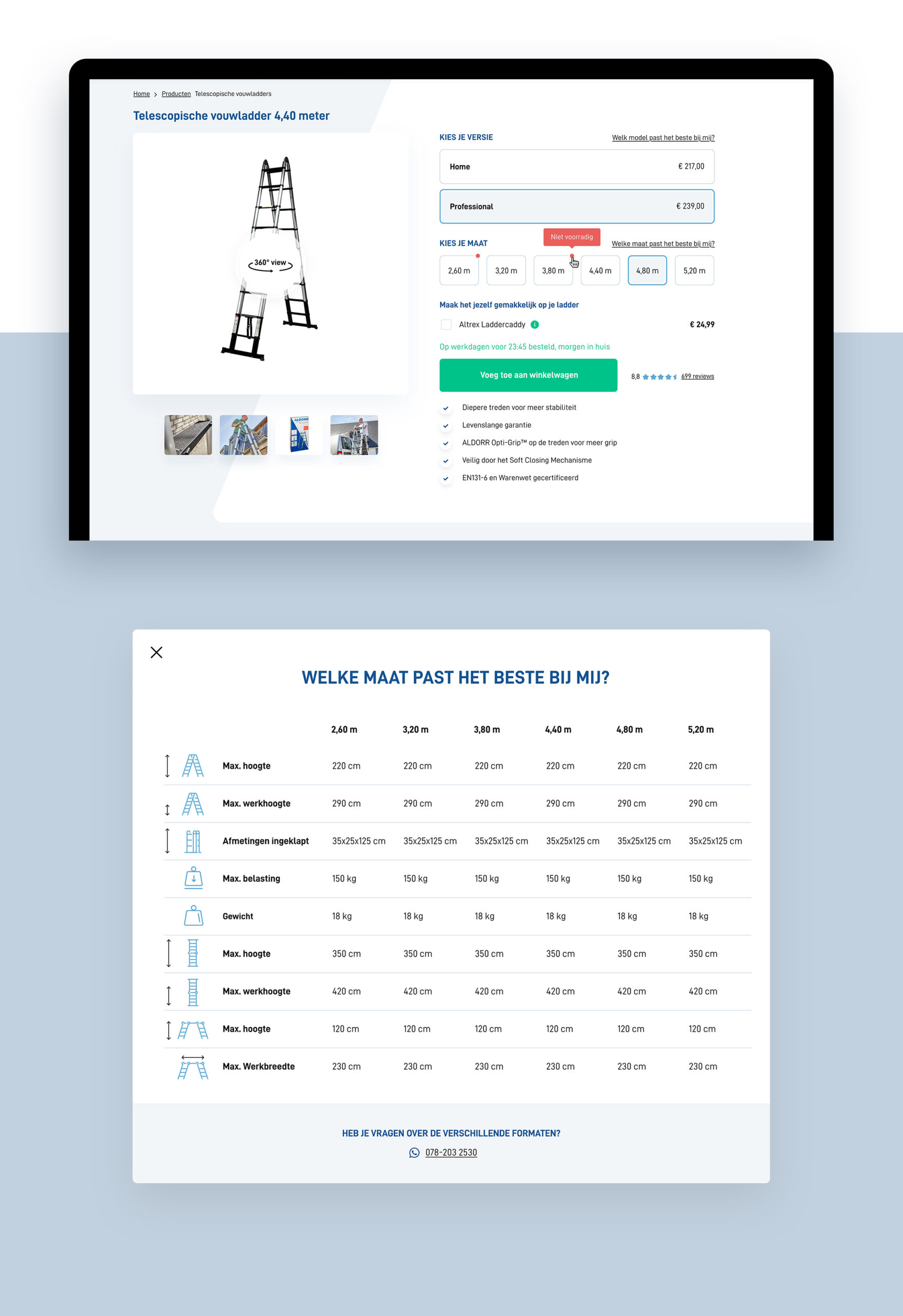 UX en UI design van product detail pagina