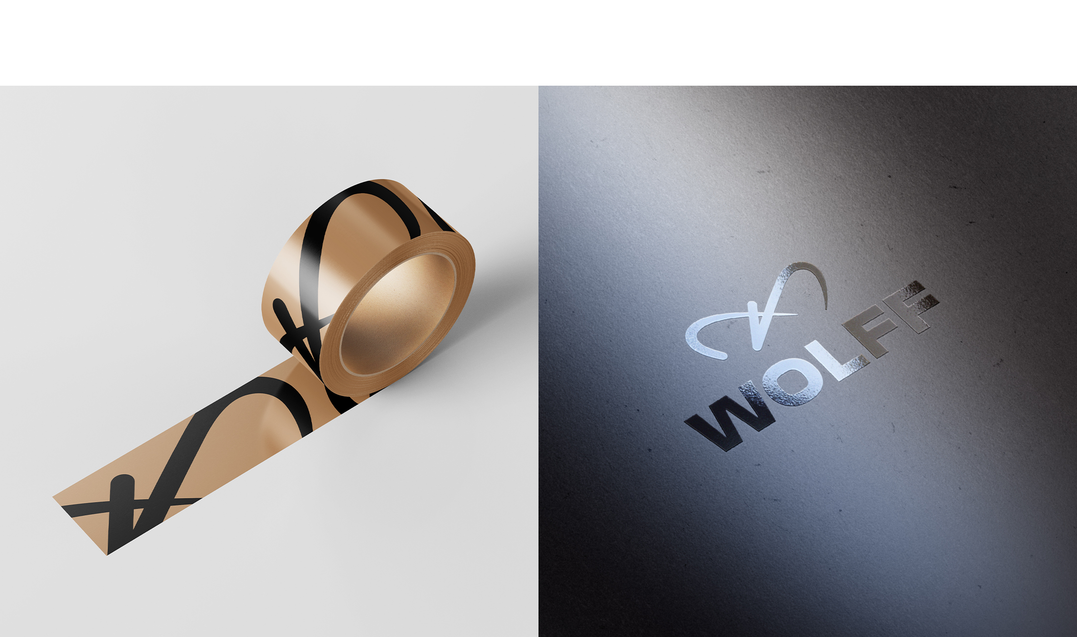 Beeldmerk van WOLFF op tape en logo van WOLFF op verpakking